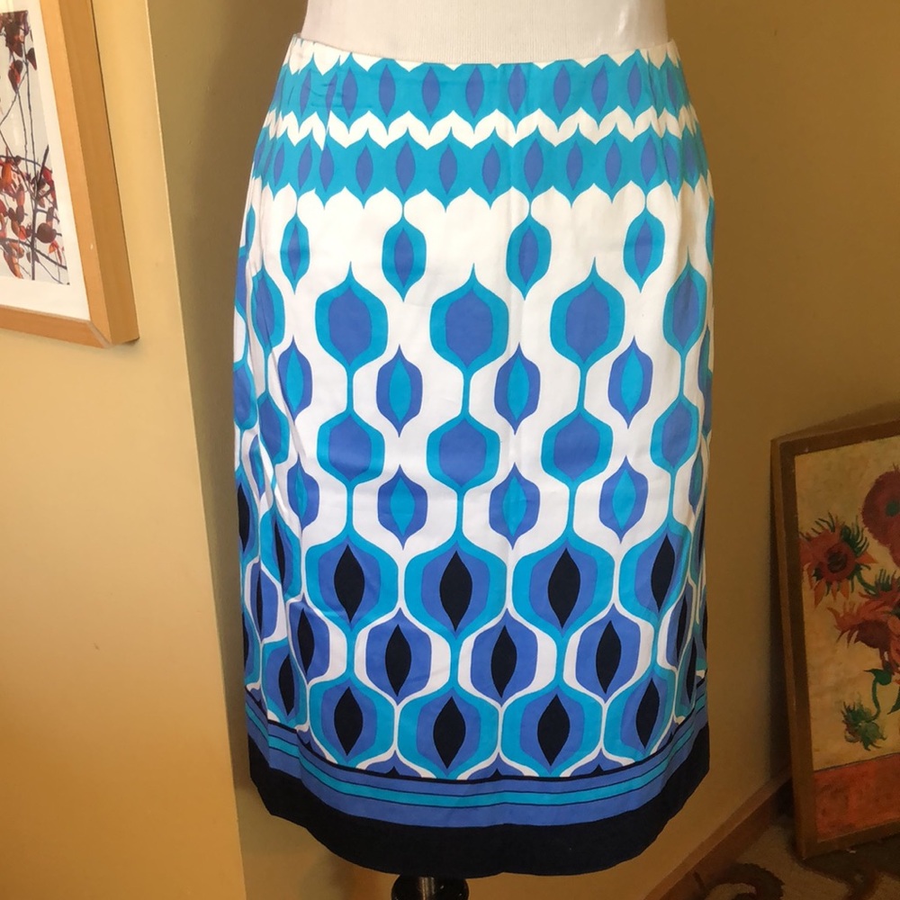 Vtg TALBOTS Size 12 Geometric Groovy Design Shapes Line Cotton Stretchy $108 NEW